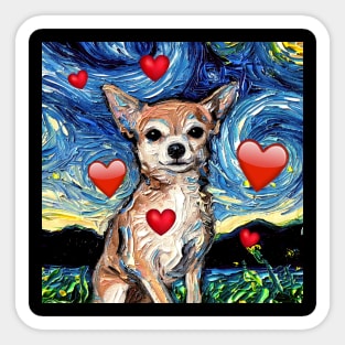 Chihuahua Night with Hearts Sticker